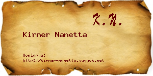 Kirner Nanetta névjegykártya